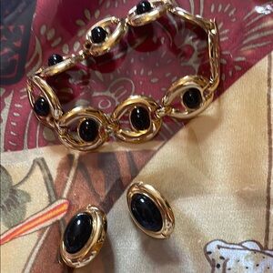 Gold and Black Bracelet with Oval Accents